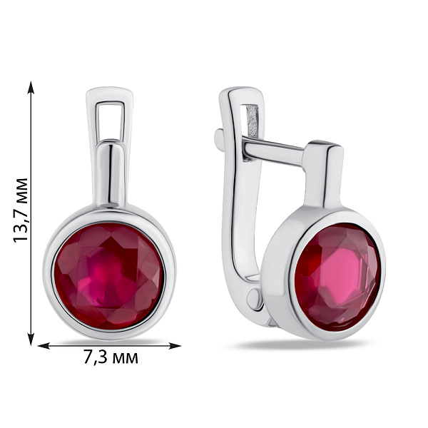 Срібні сережки з рубіном (арт. 7502/1192443Р) – зображення 2