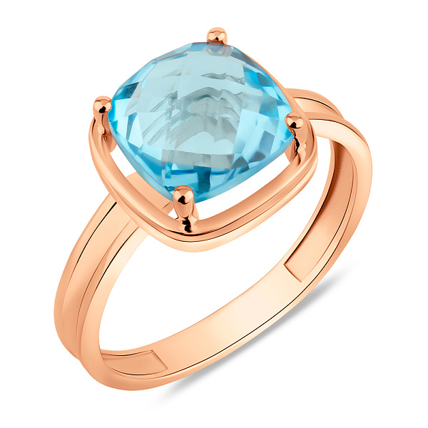 Золотое кольцо с голубым топазом (арт. 141156Птг) – изображение 1