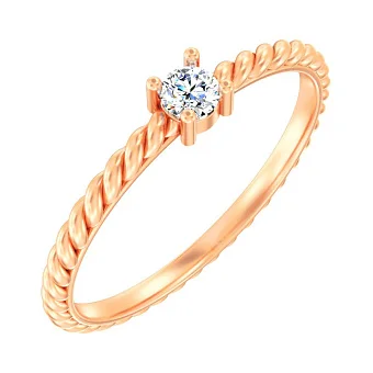 Кольцо из красного золота с бриллиантом (арт. К011386010)