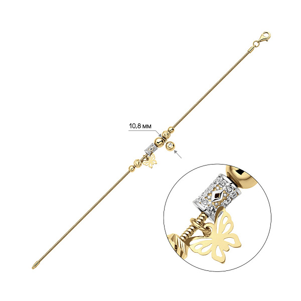 Браслет "Бабочка" из желтого золота (арт. 325675жП2) – изображение 2