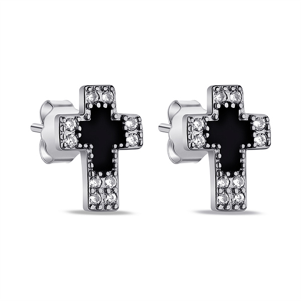 Серьги из серебра с эмалью и фианитами (арт. 7518/6744еч) – изображение 1