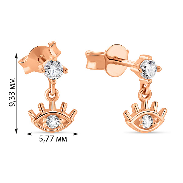 Золотые серьги "Глаз" с фианитами (арт. 108761) – изображение 2