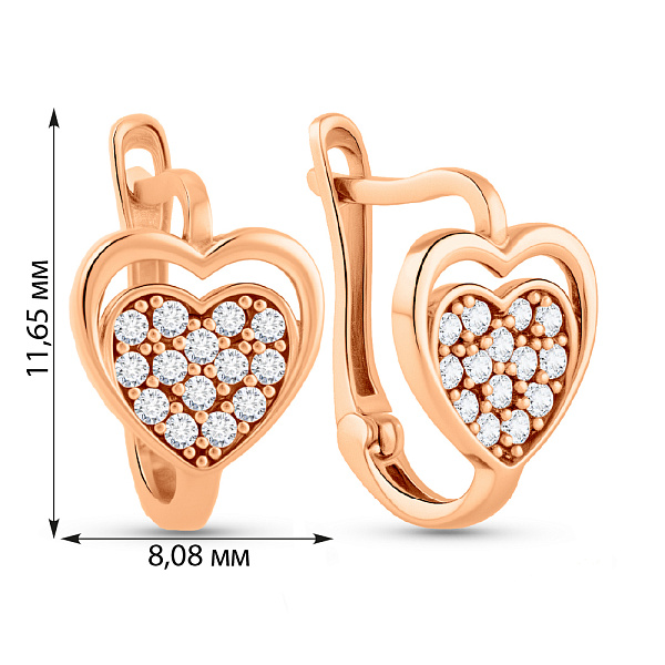 Дитячі золоті сережки Сердечка з фіанітами (арт. 109482) – зображення 2