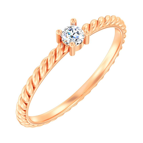 Кольцо из красного золота с бриллиантом (арт. К011386010) – изображение 1
