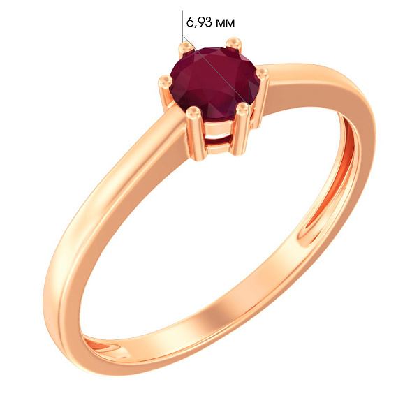 Золотое кольцо с рубином (арт. 141093Пр) – изображение 3