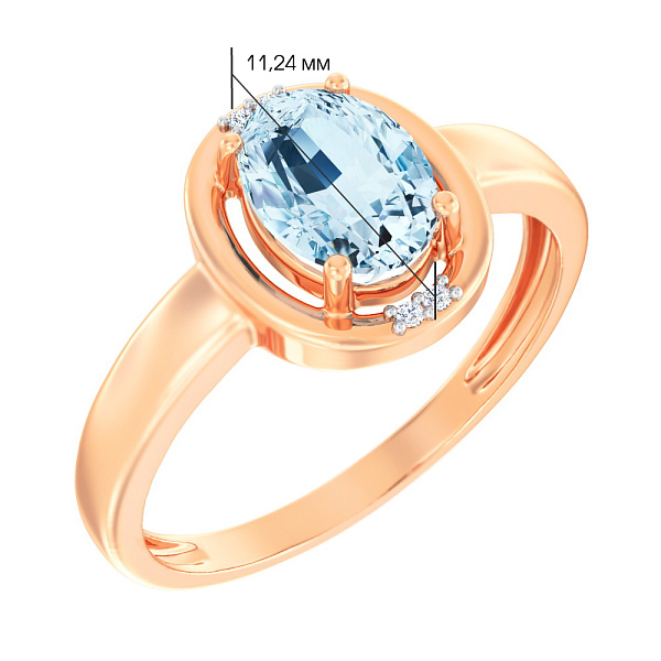 Кольцо из красного золота с топазом и фианитами (арт. 141088Пг) – изображение 2