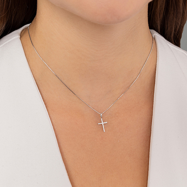 Золотой крестик с бриллиантами (арт. П341666005б) – изображение 2