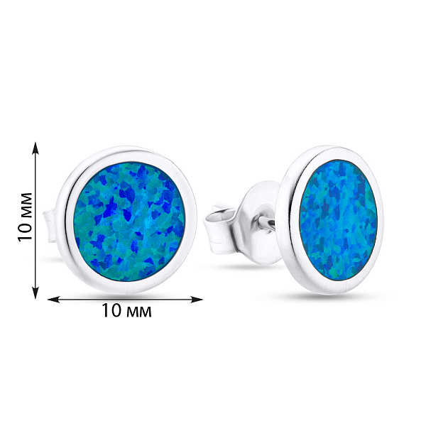 Срібні сережки пусети з опалом (арт. 7518/5260/2Пос) – зображення 2