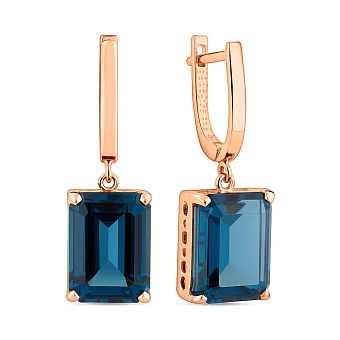 Золоті сережки-підвіски з топазом (арт. 103093Т)