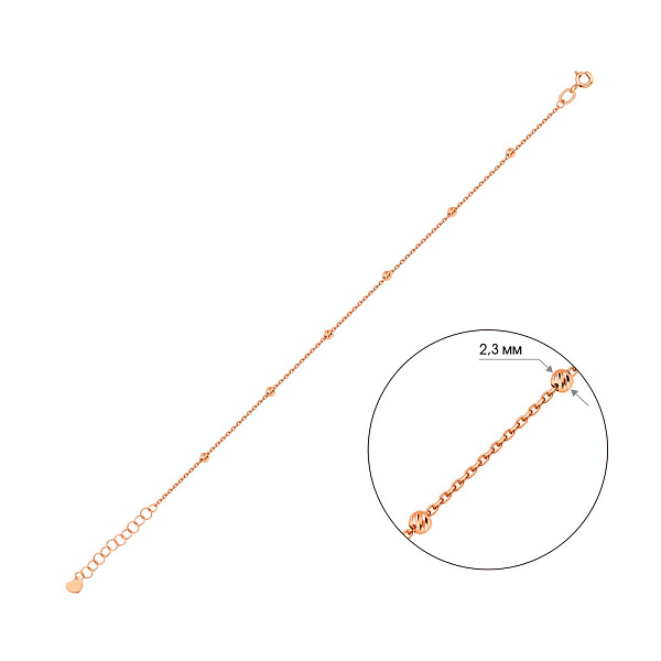 Золотий браслет на ногу з кульками (арт. 340064н) – зображення 3