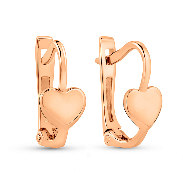 Серьги для детей из красного золота Сердце (арт. 2005522101) – изображение 1
