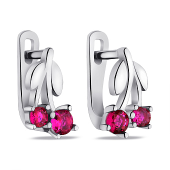 Детские серебряные серьги Вишенки с фианитами (арт. 7502/С2ФРУ/1478)