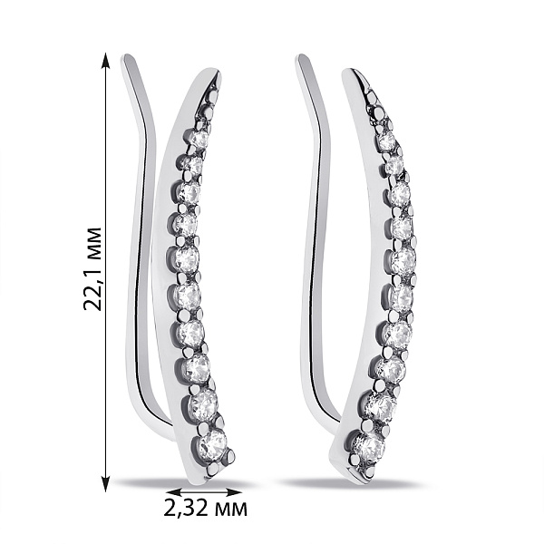 Серьги-клаймберы из серебра с фианитами (арт. 7502/21067р) – изображение 2