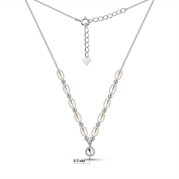 Серебряное колье с жемчугом (арт. 7507/2264жб) – изображение 3