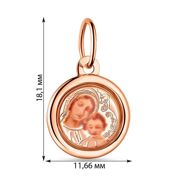 Кругла золота ладанка «Божа Матір з немовлям» (арт. 405100) – зображення 3