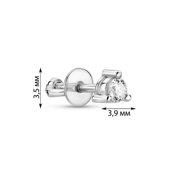 Одинарна сережка з білого золота з діамантом (арт. Т011237010бЯ) – зображення 2