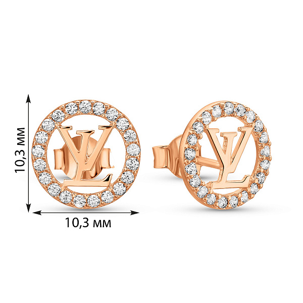 Пусеты золотые с фианитами (арт. 1091055) – изображение 2