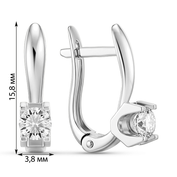 Серьги из белого золота с фианитами (арт. 110345б) – изображение 2