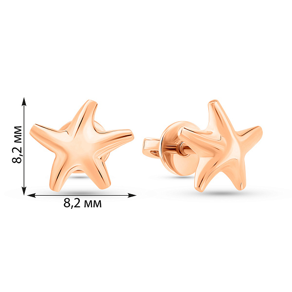 Серьги-пусеты из красного золота (арт. 111306) – изображение 6