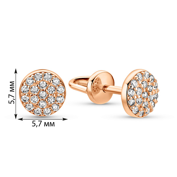 Золоті сережки пусети з фіанітами (арт. 2105885101) – зображення 3