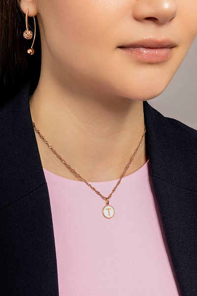 Золотой подвес Буква Т с эмалью (арт. 440995еп) – изображение 3