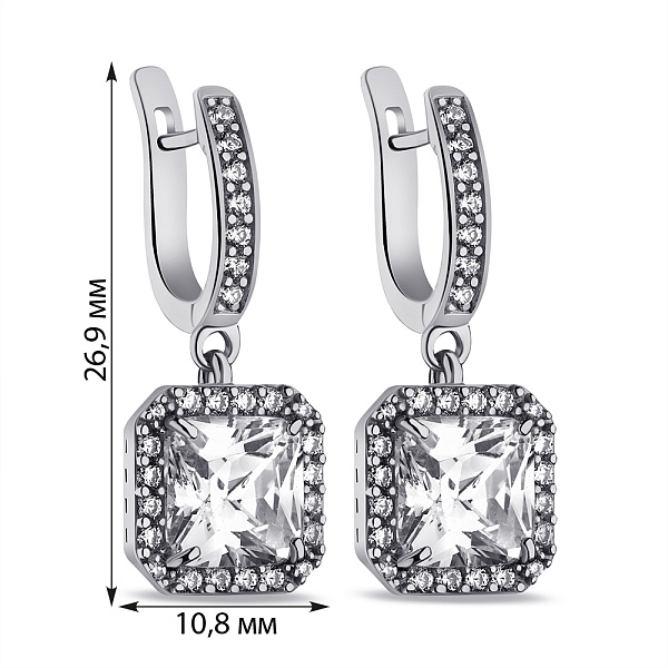 Срібні сережки з фіанітами (арт. 7502/2168) – зображення 2