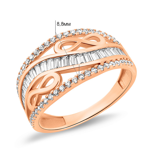 Золотое кольцо Бесконечность с фианитами (арт. 156427) – изображение 4