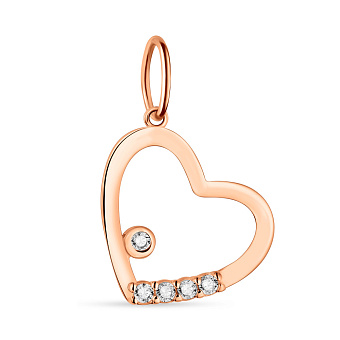 Подвес из золота "Сердце" в красном цвете металла (арт. 424547)