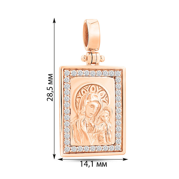 Ладанка из красного золота с фианитами (арт. 424949) – изображение 5