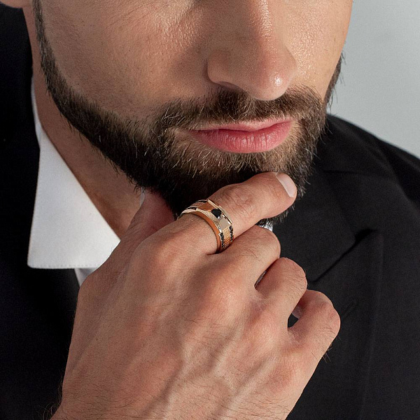 Перстень з червоного золота з фіанітами (арт. 170075ч) – зображення 2