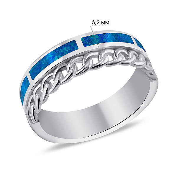 Срібна каблучка з синім опалом (арт. 7501/7033Пос) – зображення 2