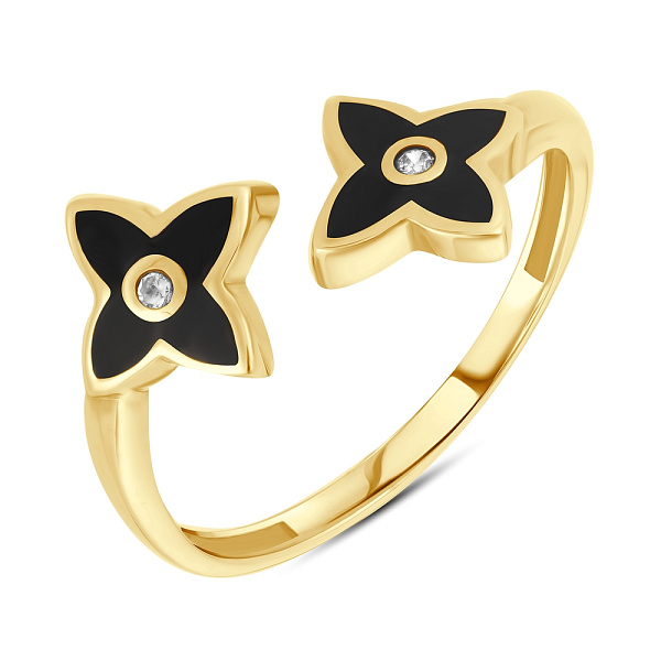 Кольцо из желтого золота с эмалью (арт. 154450жеч) – изображение 1