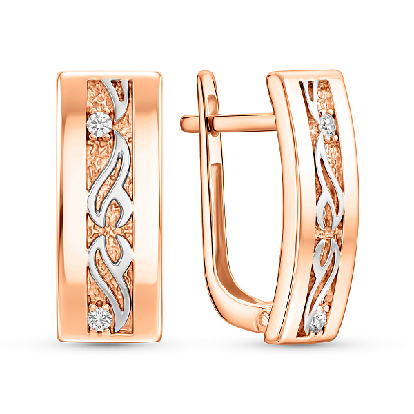 Серьги из красного золота с фианитами (арт. 115100) – изображение 1