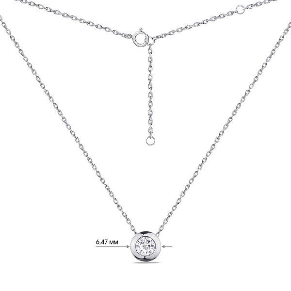 Кольє зі срібла з одним фіанітом (арт. 7507/548/3) – зображення 3