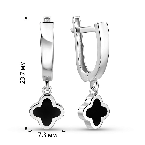 Серьги-подвески из белого золота с эмалью (арт. 108720/8беч) – изображение 2