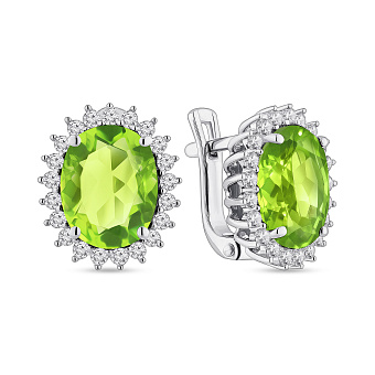 Фото Серебряные серьги с хризолитом (арт. 7502/2192398Хрз)