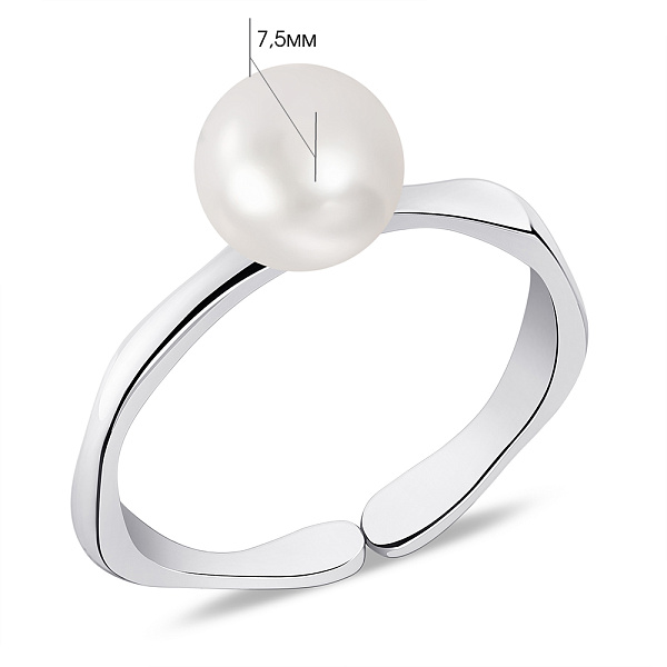 Незамкнутое кольцо из серебра с крупным жемчугом  (арт. 7501/5783жб) – изображение 2