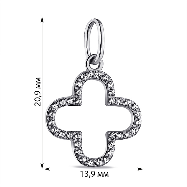 Серебряный кулон Клевер с фианитами (арт. 7503/П2Ф/3006) – изображение 2