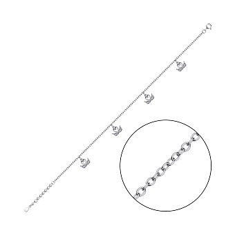 Серебряный браслет с подвесками и фианитами (арт. 7509/4748н)