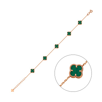 Золотий браслет Конюшина з малахітом (арт. 341495/7млх)