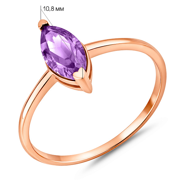 Кольцо из красного золота с аметистом (арт. 141233Па) – изображение 3