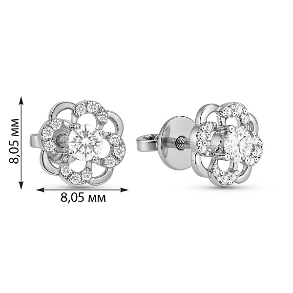 Пусеты из белого золота с бриллиантами (арт. Т011086020б) – изображение 3