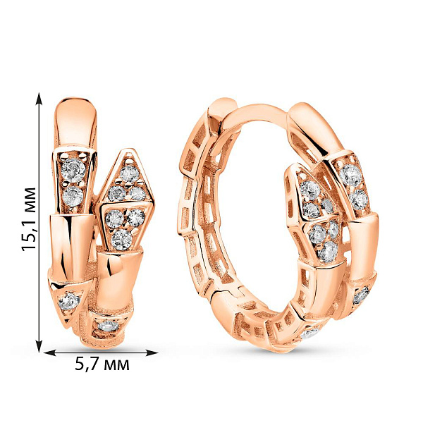 Золотые серьги Змея с фианитами (арт. 1091094/15) – изображение 2