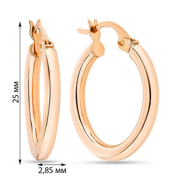 Серьги-кольца из красного золота (арт. 100945/25) – изображение 2