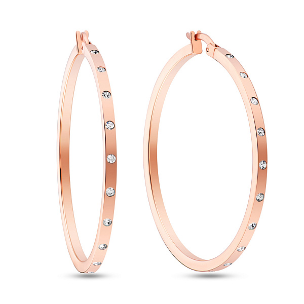 Серьги-кольца из красного золота с фианитами (арт. 105190/40) – изображение 1