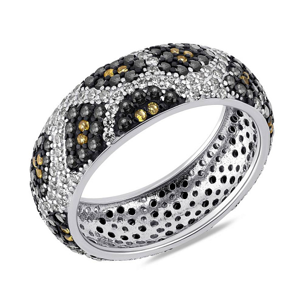 Широкое серебряное кольцо с фианитами (арт. 7501/КК2ФЦ/2099-19) – изображение 1