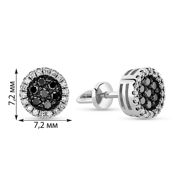 Сережки-пусети з білого золота з діамантами (арт. 2191335202ч) – зображення 3