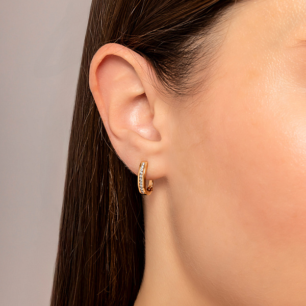 Золотые серьги с дорожкой из бриллиантов (арт. 2191502201) – изображение 2