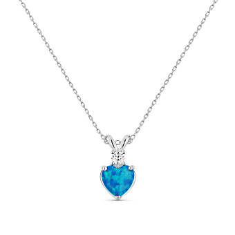 Фото Серебряное колье Сердце с опалом (арт. 7507/2494Пос)