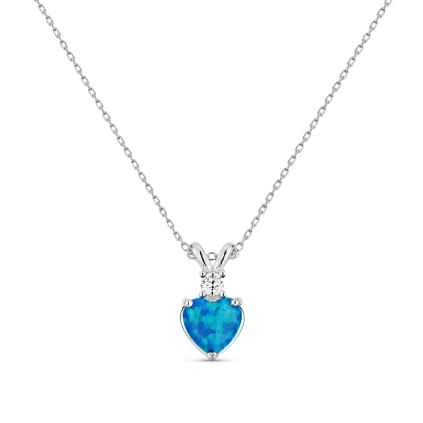 Серебряное колье Сердце с опалом (арт. 7507/2494Пос) – изображение 1